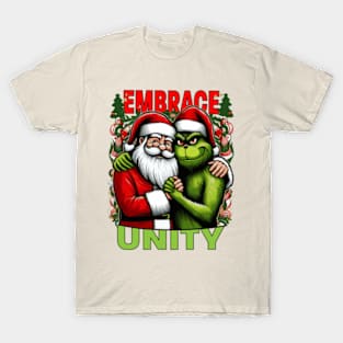 Festive Unity: Santa & Grinch Celebrating Togetherness T-Shirt